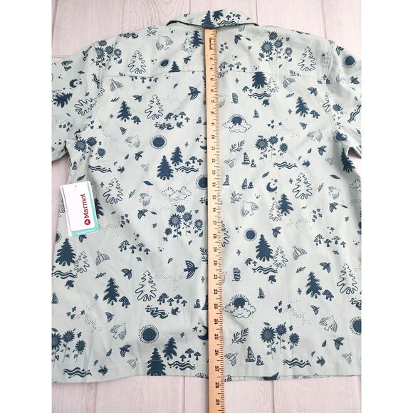 Marmot Mens Large Muir Camp Novelty Green Trail Hiking Outdoor Fish Button Shirt - Picture 8 of 9